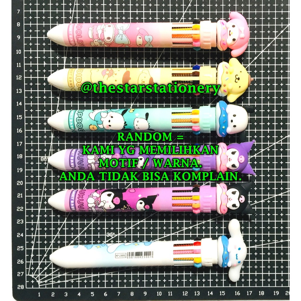 

(1 Biji) GROSIR Bolpen 10 Warna Sanrio KP-23001 / Ballpoint 10 Warna Sanrio / Bolpen Sanrio KP-23001