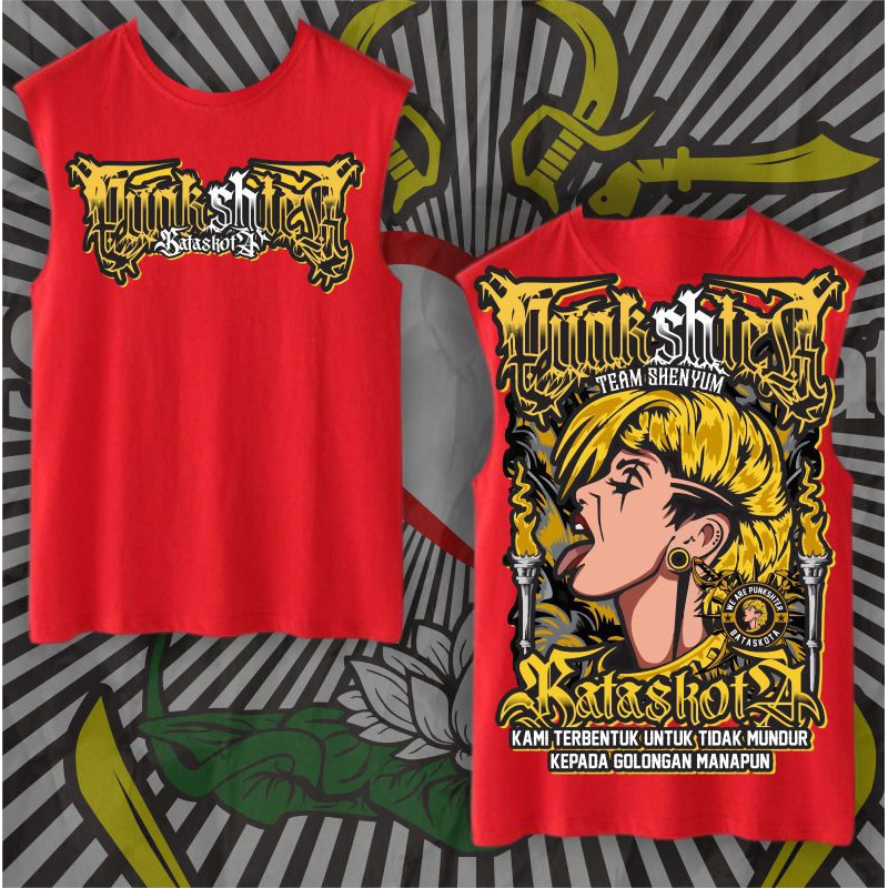 Kaos Singlet PSHT Punkshter Batas Kota Team Shenyum Sablon DTF A2 Motif Warna Kuning Full Punggung