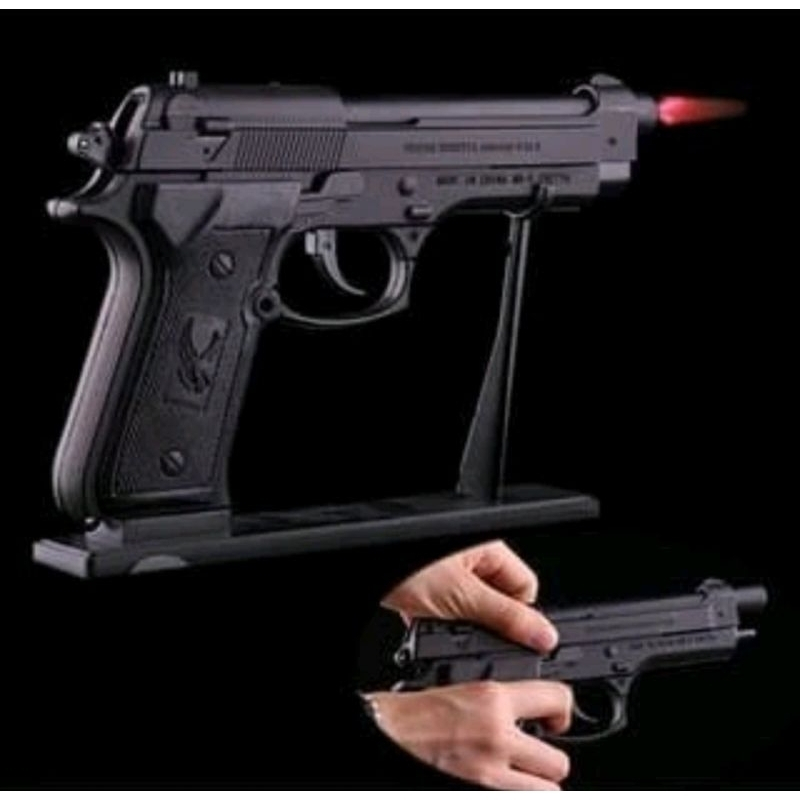 Mancis Korek Api Pistol M7 Bareta Hitam Besar Skala 1:1 Mirip Asli
