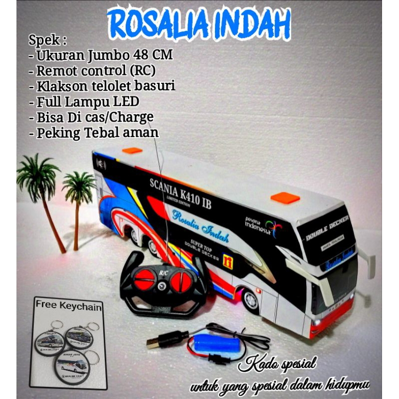 Mainan miniatur Bus ukuran JUMBO Rosalia sdd rc klakson telolet basuri full led