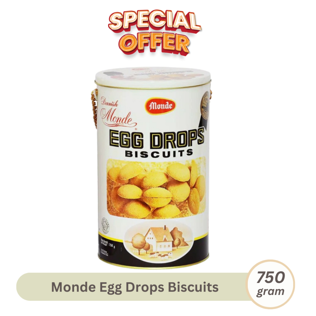 

Monde Egg Drops Biskuit 750gr Biakuits Telur Kaleng Rantai Kukis Eggdrop