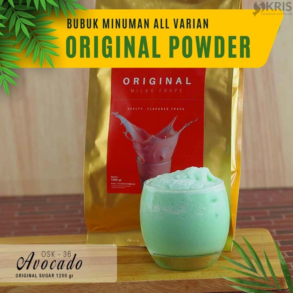 

Bubuk Minuman Avocado, Lychee, Honeydew, Durian, Mango Original Sugar 1200gr