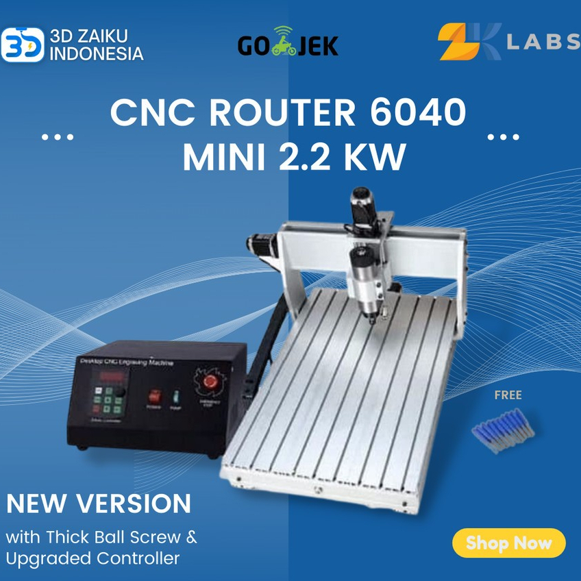 Zaiku CNC Router 6040 Mini Mesin CNC PCB Milling with 2.2 KW Spindle