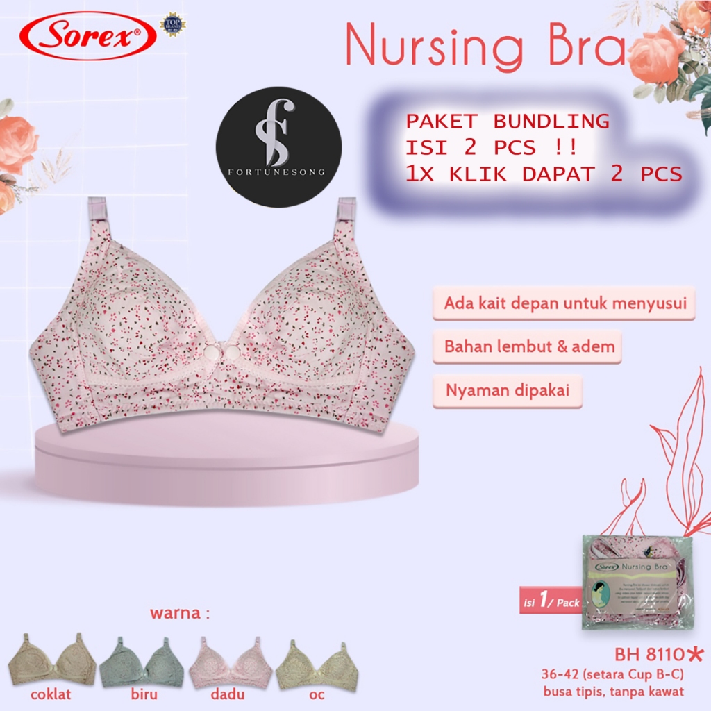 Fortunesong- Sorex Paket isi 2 pcs Bra BH Ibu Menyusui/Nursing Bra/BH Kancing Depan Art 8110