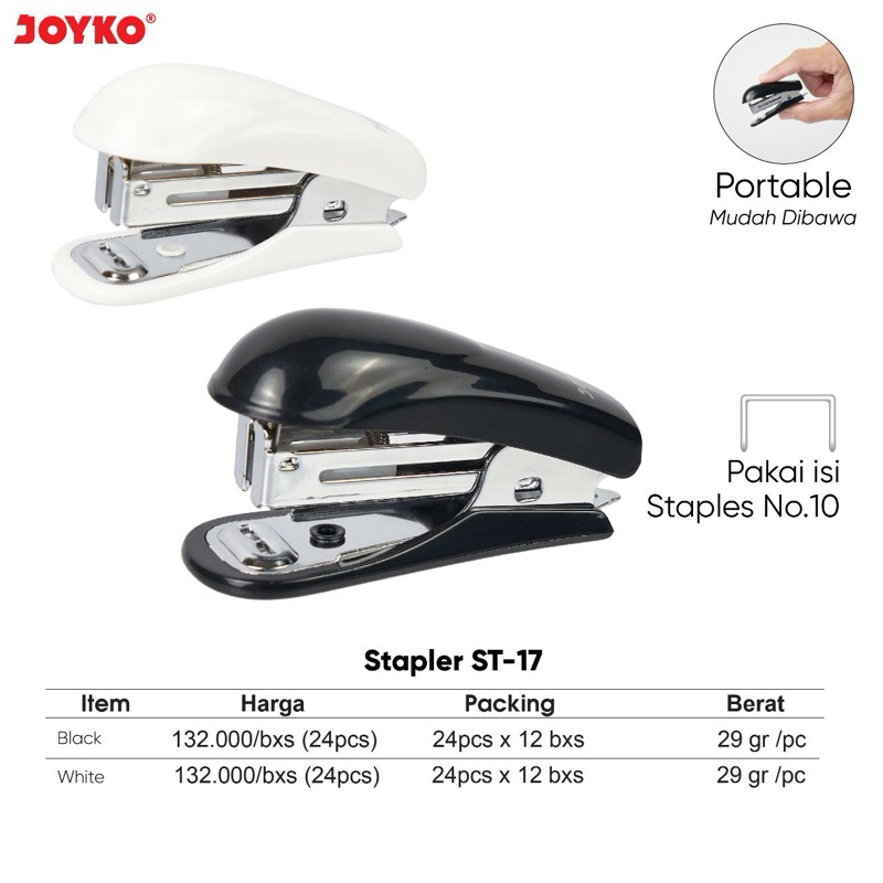 

( 1 pcs ) JOYKO Staples ST-17 isi 24/6 portable / Stapler ST17 Steples untuk isi ukuran kecil no.10