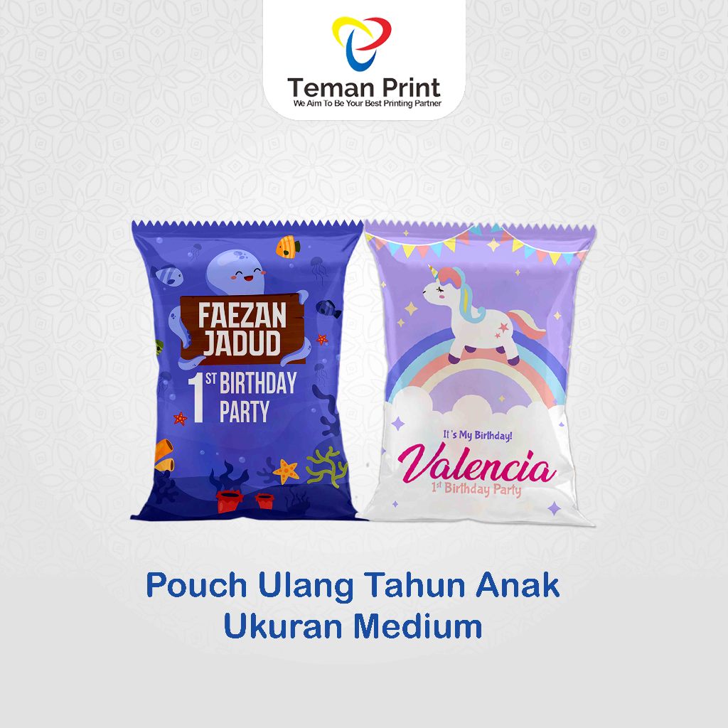 

Teman Print Pouch Hampers Ulang Tahun [Ukuran Medium] Custom Nama Acara Ultah Anak
