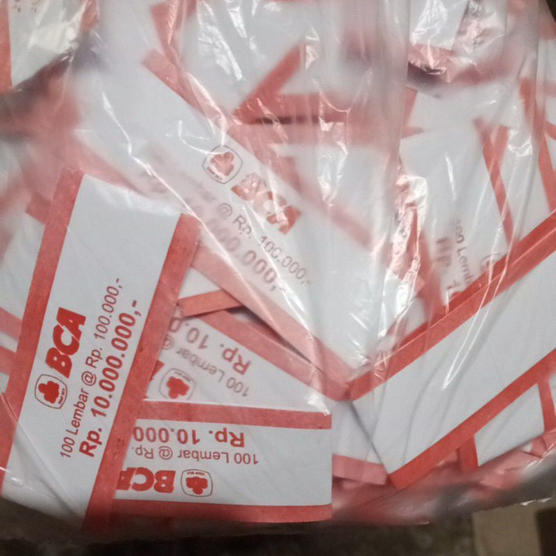 SABUK PENGIKAT UANG NOMINAL 100 RIBU (BANK BRI, BNI, MANDIRI, BCA, BSI, BI) ISI  300 PCS