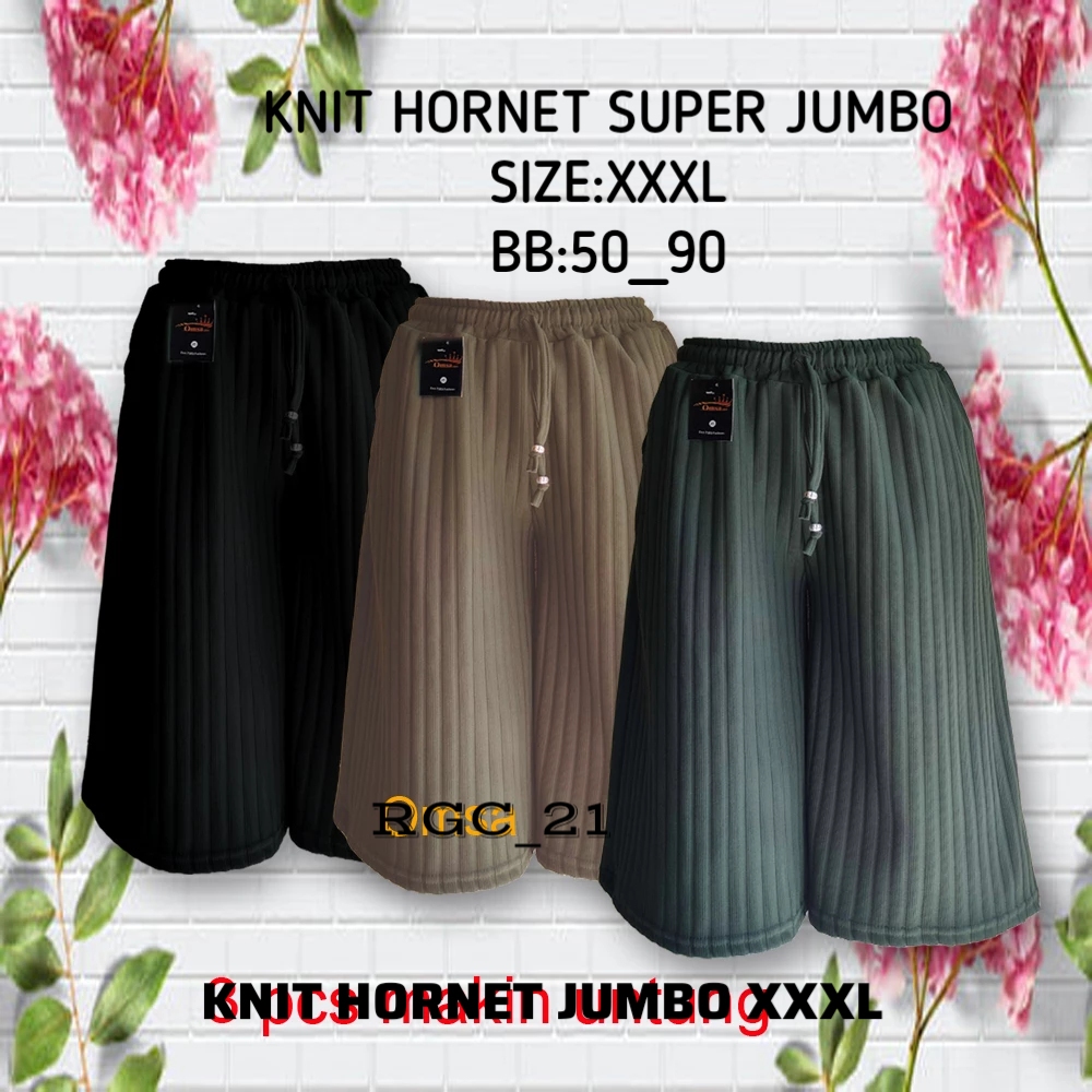 CELANA PENDEK WANITA CELANA KULOT KNIT HORNET SUPER JUMBO XXXL CELANA WANITA PENDEK PREMIUM
