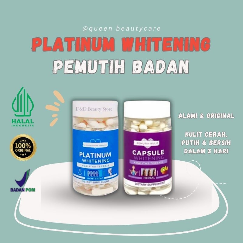 Pemutih Badan Permanen Paket Combo Platinum Whitening Glutathione Infus Whitening Ungu + Biru