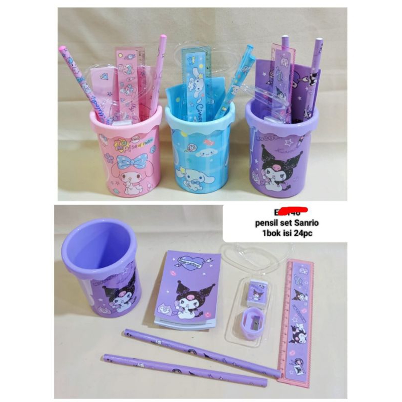 

set pensil gelas sanrio