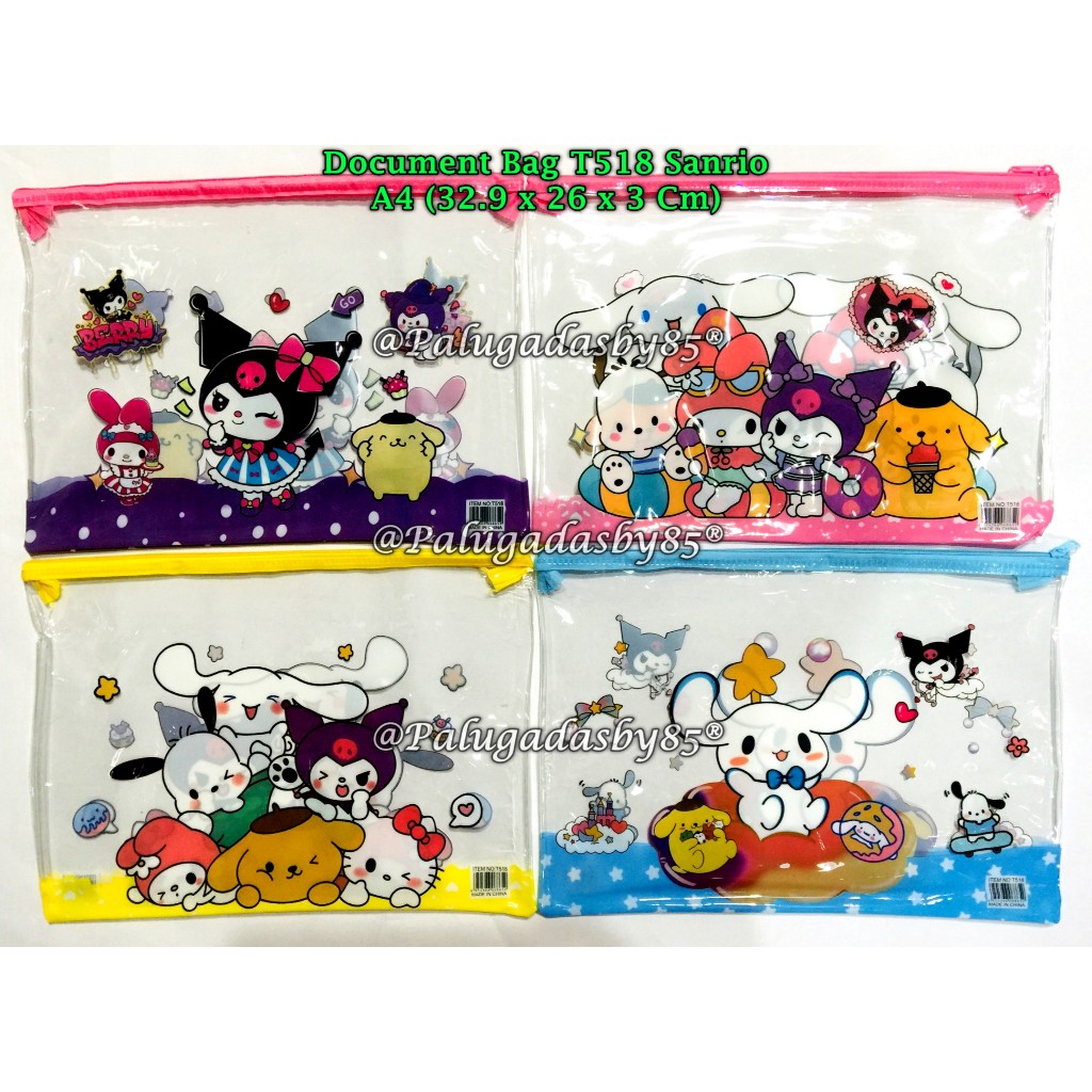 

(1 Biji) Pouch Multifungsi A4 Sanrio / Document Bag A4 / School Zip Bag A4 / Map Resleting A4 / Tas Serba Guna Fancy / Pouch GXIMP T518 T 518