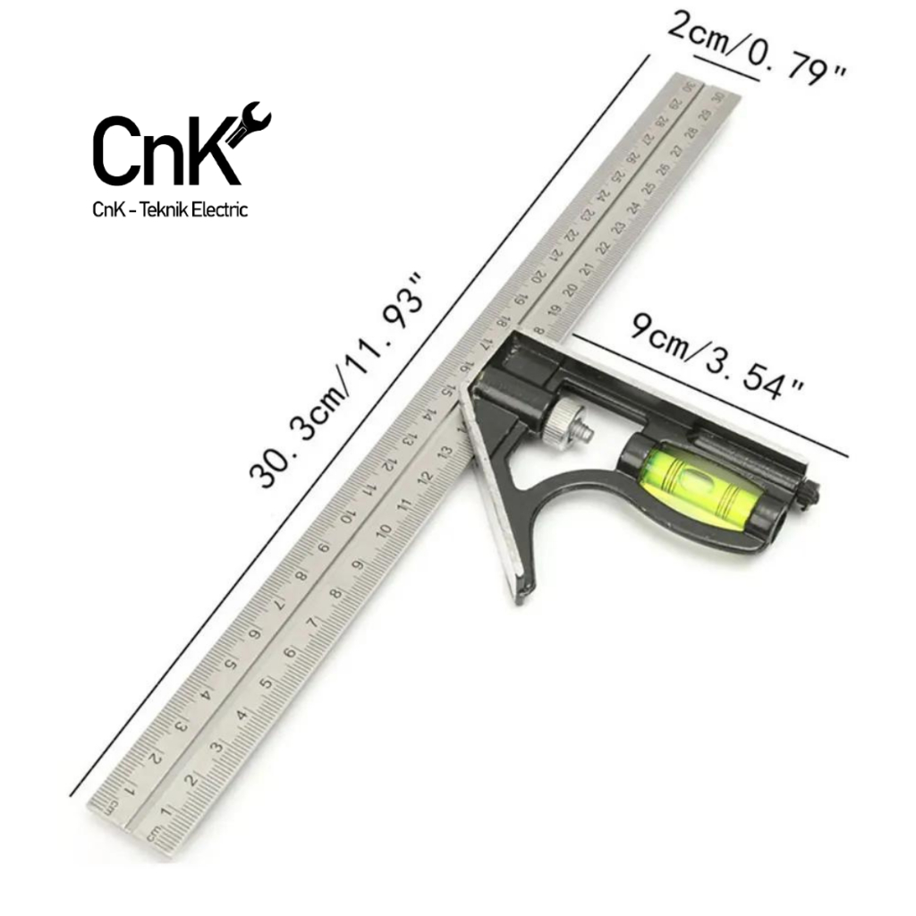 

PENGGARIS SIKU L TUKANG MISTAR WATERPASS KOMBINASI 300 MM