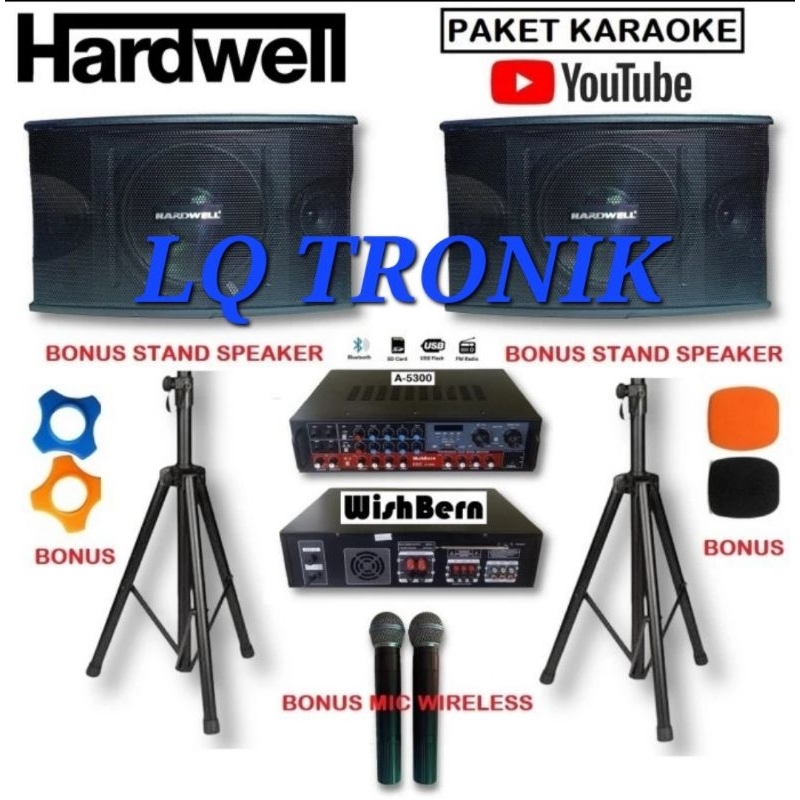 PAKET KARAOKE RUMAHAN SPEAKER HARDWELL CS 450V MKII AMPLIFIER WISHBERN ORIGINAL