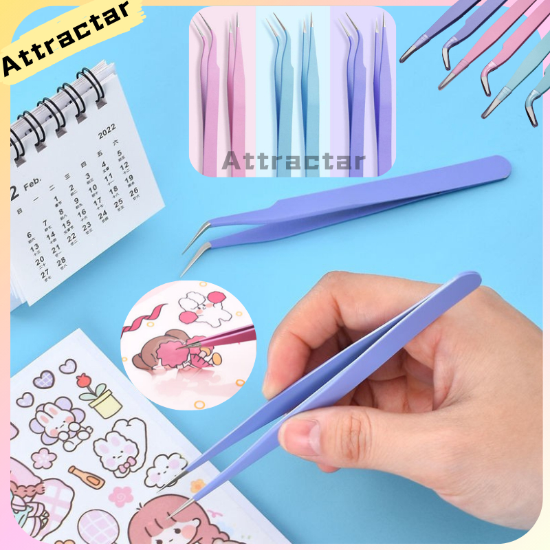 

COD❤️ macaron tweezers penjepit stiker sticker scrapbook peralatan journal journaling pinset tweezer/eyelash extension-AT