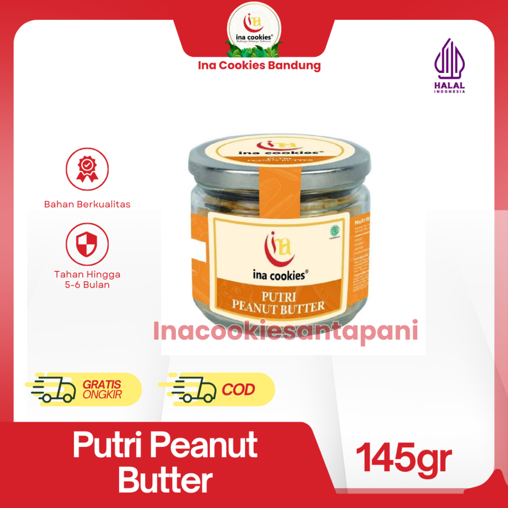 

Ina Cookies Toples Kue Kering Putri Peanut Butter JAR