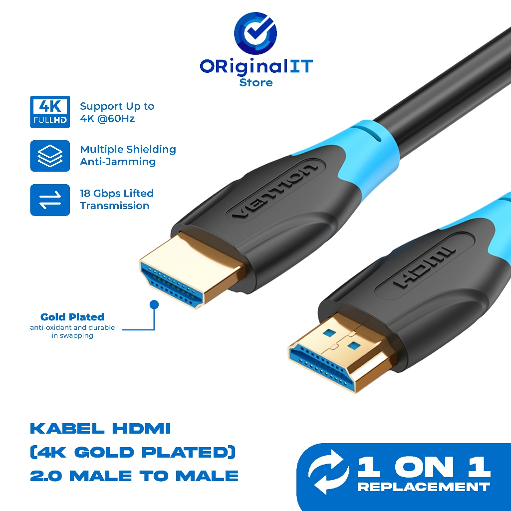 Vention Kabel HDMI 2.0 Male to Male 4K Ultra HD Gold Plated 15M