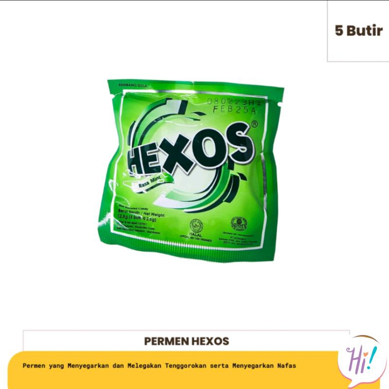 

PERMEN HEXOS PELEGA TENGGOROKKAN/ 1 SACHES 5 PCS @12.5 GR