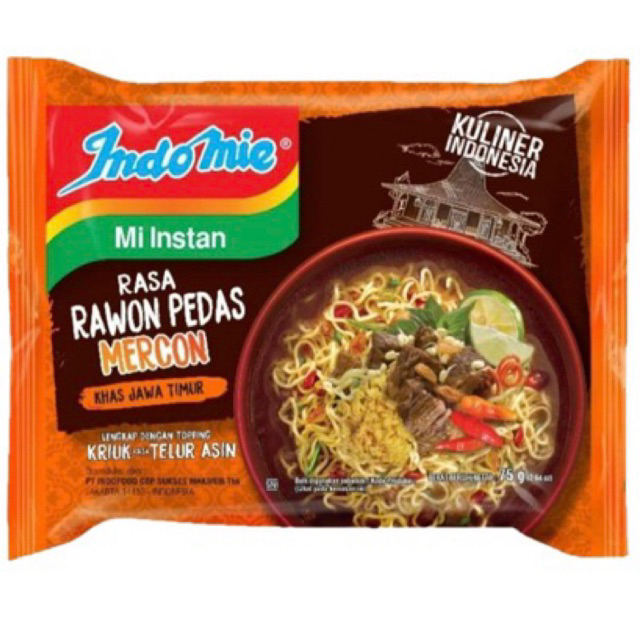 

Indomie Mi Instan Rasa Rawon Pedas Mercon 75 g