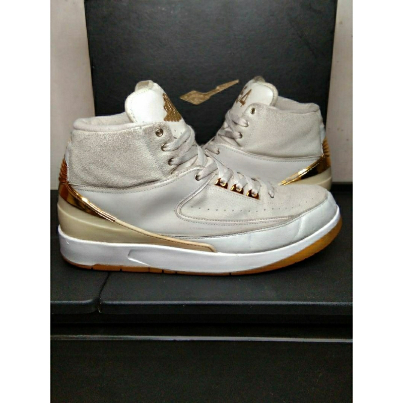 Air Jordan 2 Retro 'Quai 54' Light Bone/Metallic Gold-White 866035-001 Rare size 46 second brand