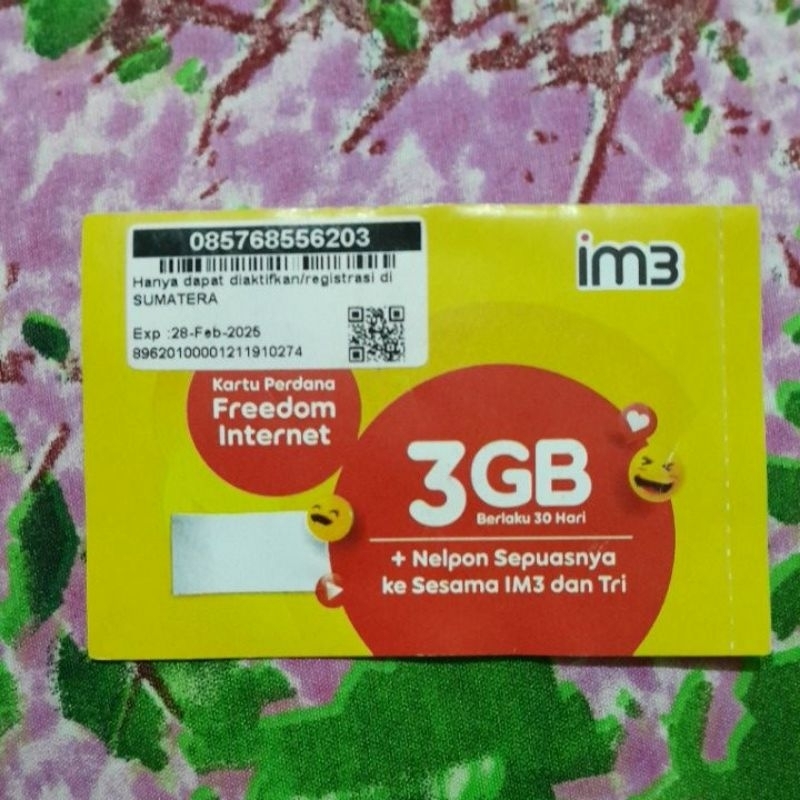 kartu Perdana im3 Kuota 3gb Aktif