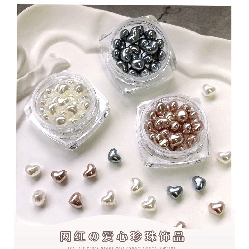 (XM.NAILSUPPLY) Acc Accesories Nail Art Gel Love Heart white pearl premium import