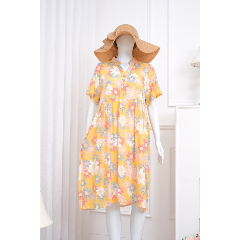 Nona Dress Daster Rayon Kerah Shanghai