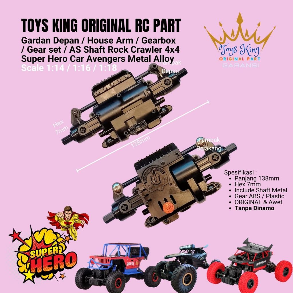 Gardan Depan / House Arm / Gearbox / Gear set / AS Shaft Rock Crawler 4x4 Super Hero Car Avengers Me