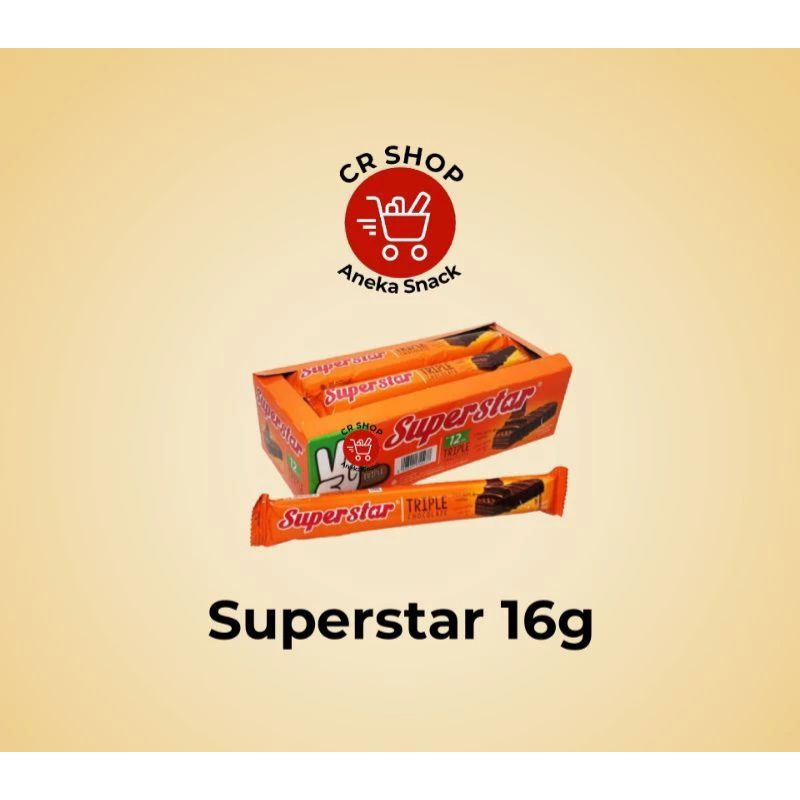 

Superstar Wafer Chocolate dengan tripel chocolate 16g 1 box 12 pcs