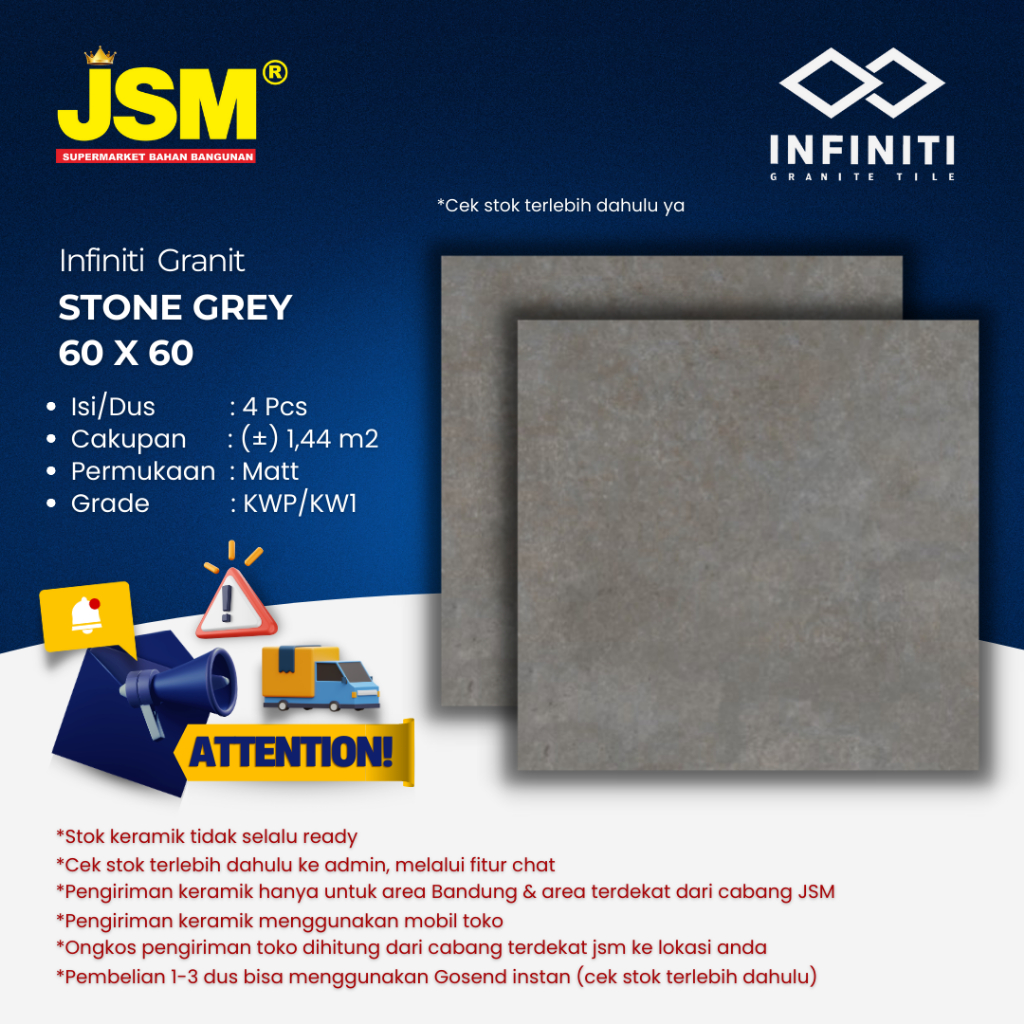 Infiniti Granite / Granit Stone Grey Matt 60x60 - JSM Supermarket Bahan Bangunan