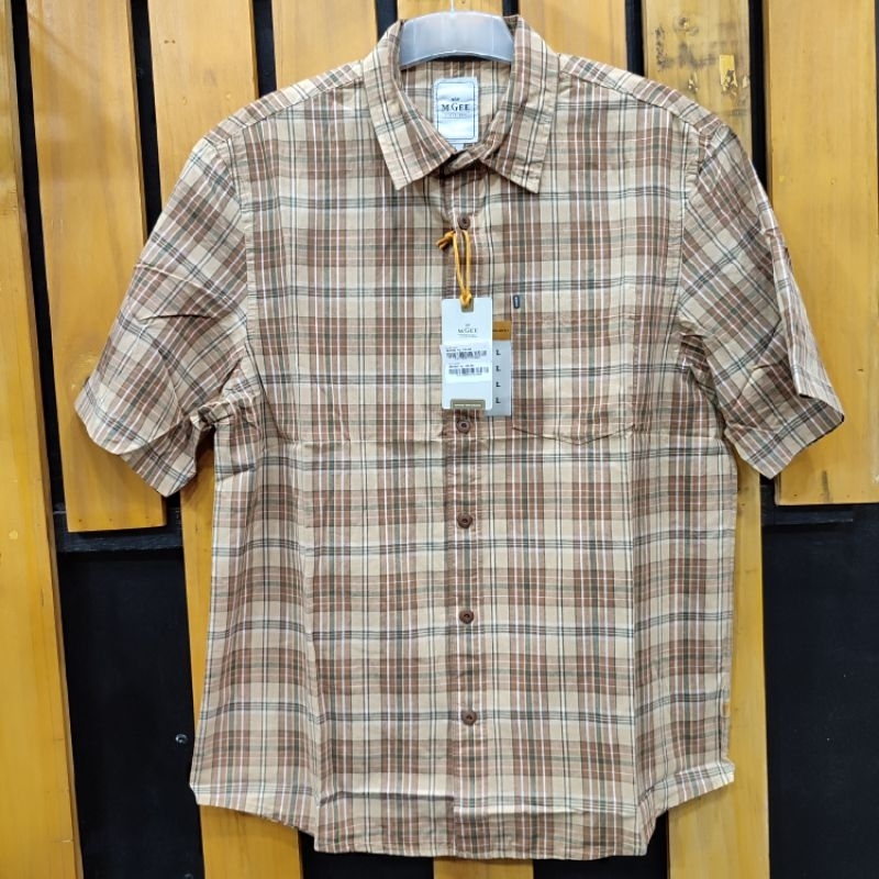 M.GEE ORIGINAL 003 Atasan Kemeja Pria Motif Kotak Lengan Pendek