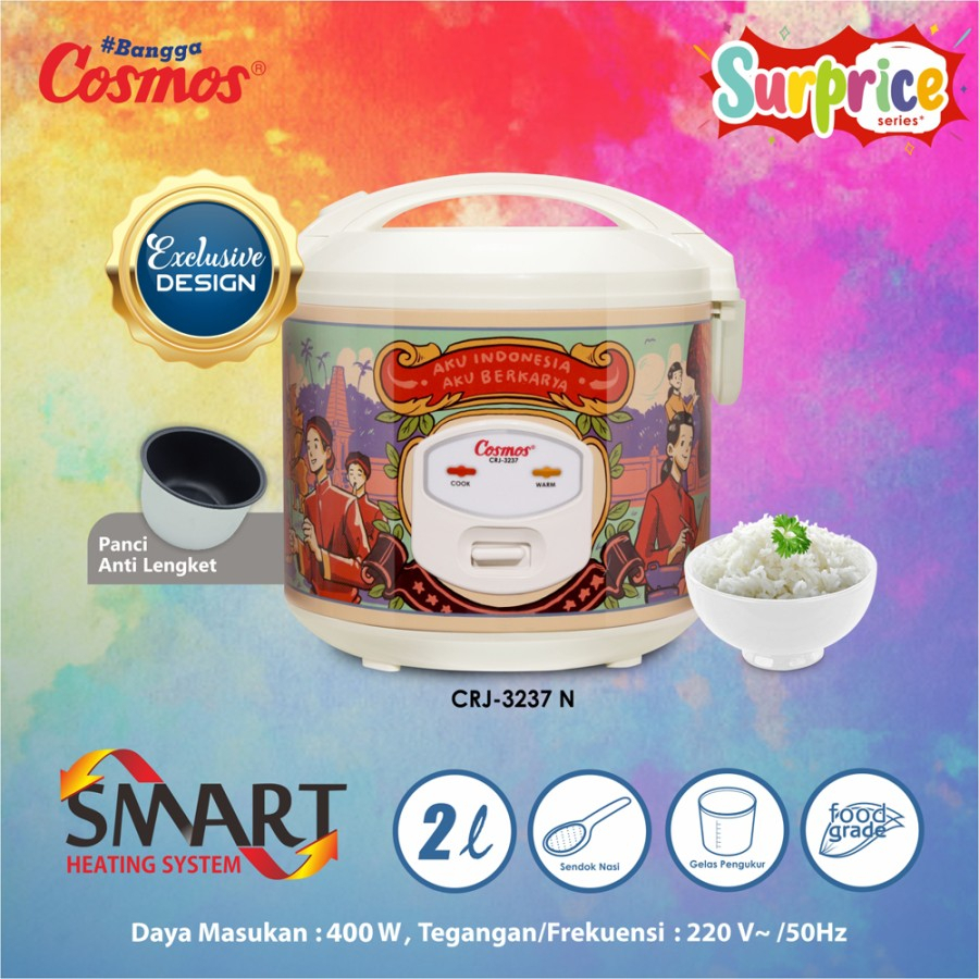 COSMOS Rice Cooker - CRJ 3237 N - Penanak Nasi 2L - Cosmos CRJ 3237 N