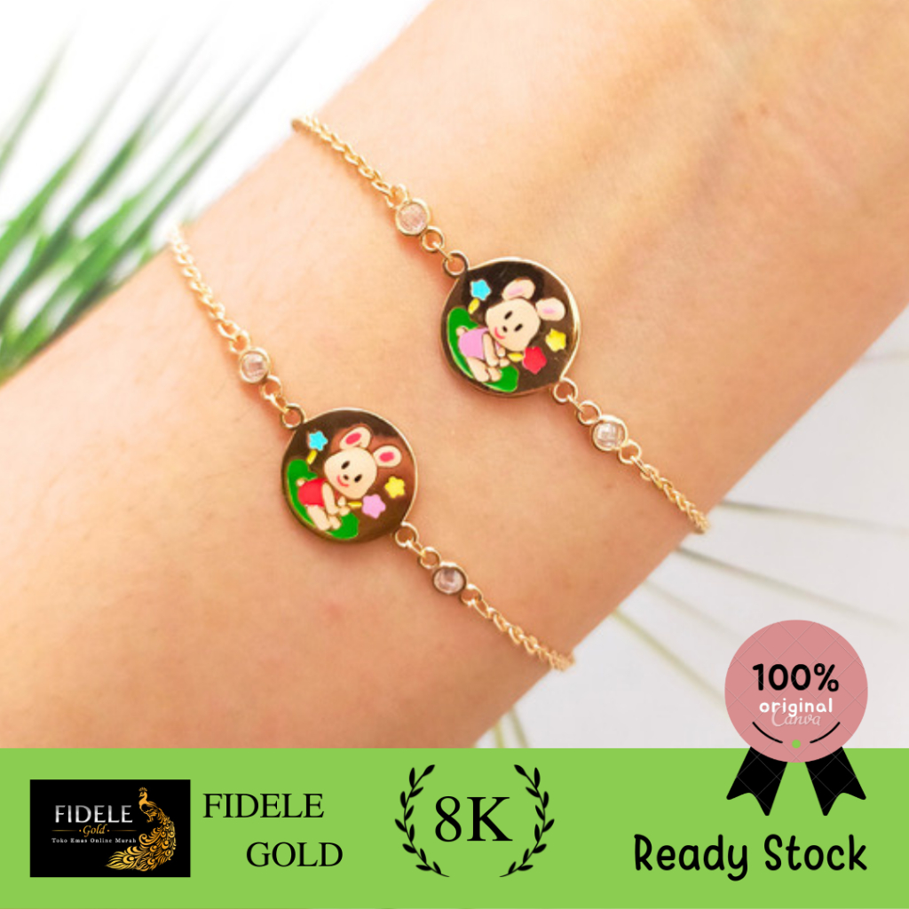 Gelang anak boneka fashion lestari gold emas asli kadar muda 375