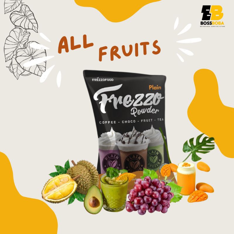 

Bubuk Minuman All Fruits Plain Frezzo Powder Drink 1kg/Minuman Kekinian Murah/Bossboba