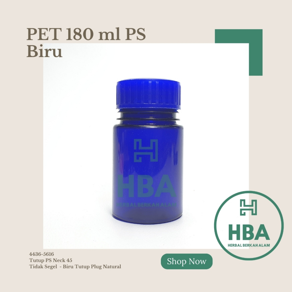 Botol Obat 180 ml Biru Tutup Biru Gerigi Besar / Botol Obat / Botol Plastik / Botol Kosong / Botol K