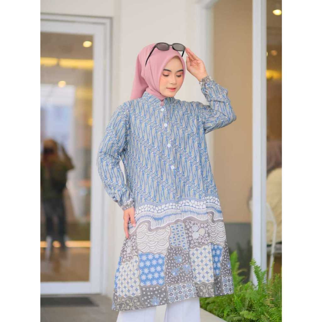 Cardi tunik kancing depan kekinian tirozumma Baju Batik Wanita Muslimah OUTER KONDANGAN CARDIGAN