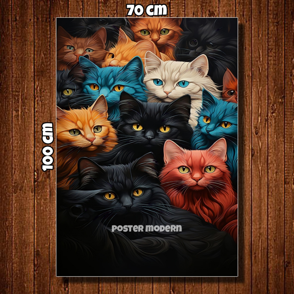 HIASAN DINDING POSTER GAMBAR KUCING 3D ART UKURAN BESAR #02 / POSTER KUCING GAMBAR ANGGORA / POSTER 