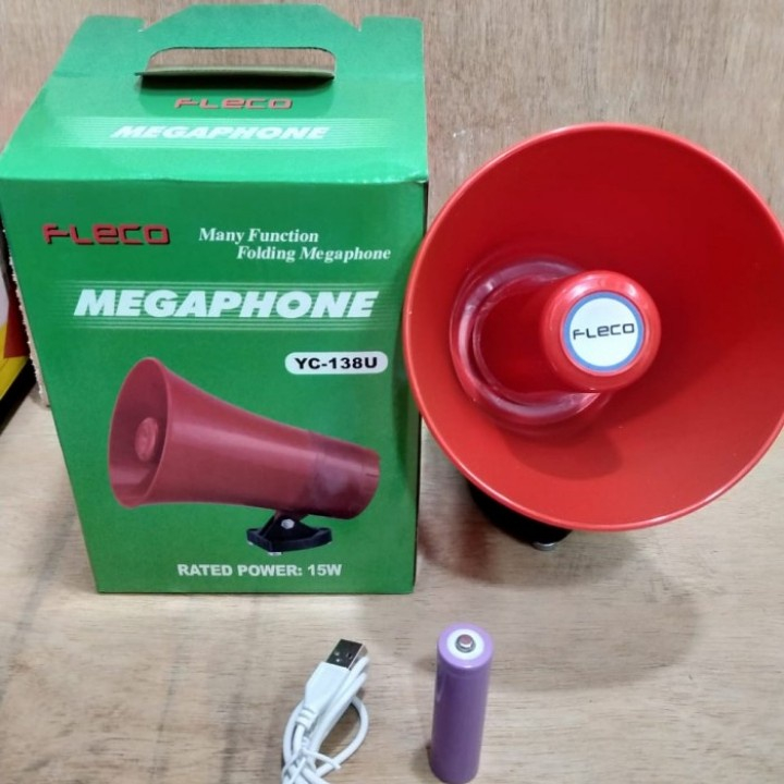 MEGAPHONE TOA FLECO MULTIFUNGSI YC-130RU/MEGAPHONE PENGERAS SUARA DILENGKAPI BERBAGAI FITUR TOMBOLBI