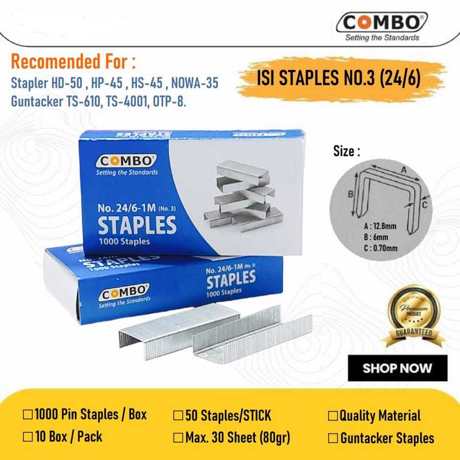 

Isi Hekter / Isi Jepretan / Necis / Isi Staples Besar No. 3 Combo