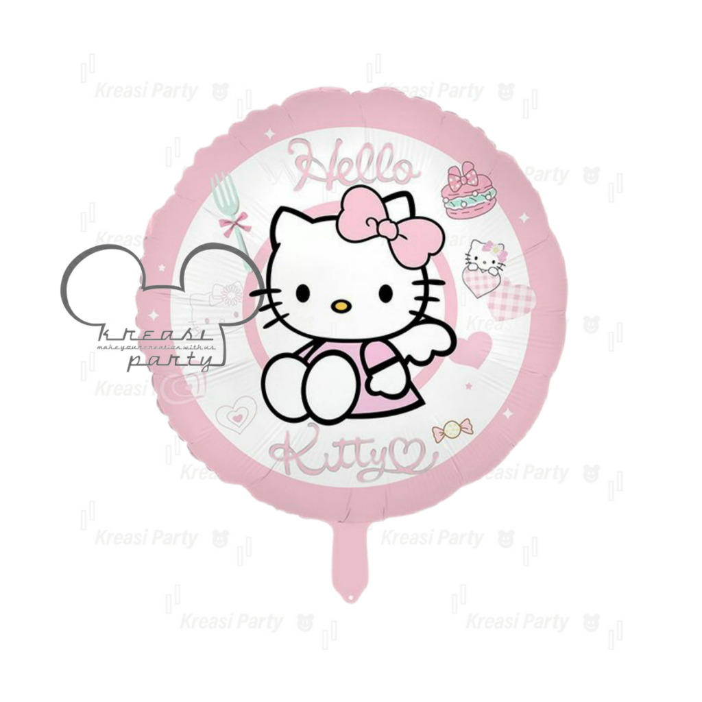 Balon Bulat Hello Kitty / Balon Foil Hello Kitty / Balon Karakter Hello Kitty