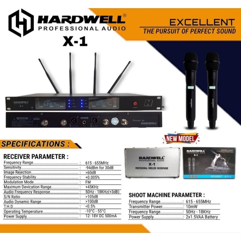 Mic wireless HARDWELL X-1 | HARDWELL X1 (Multichannel Handheld Wireless Microphone)