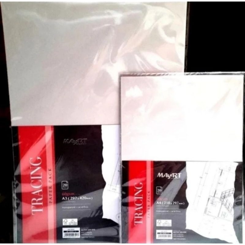 

Tracing Paper Mayart A4 / A3 20 Sheets 60 Gsm Kertas Kalkir