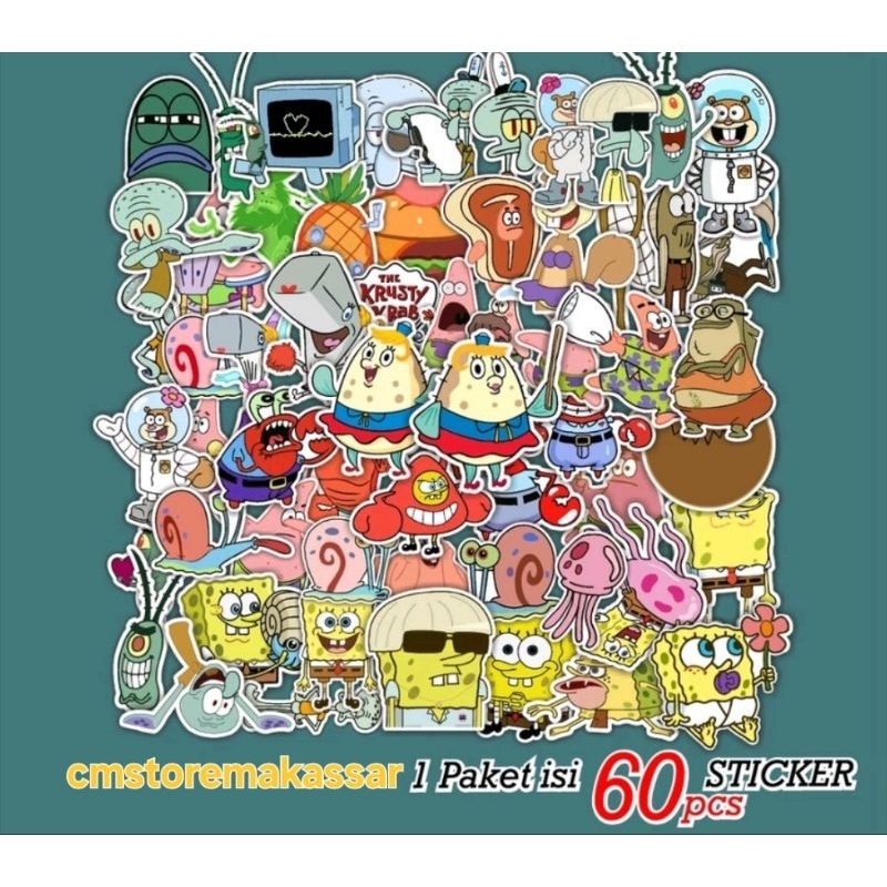 

Stiker Pack (12 Pcs) Sticker Stiker Anti Air Random Aesthetic Helm Motor Band Logo Laptop HP Game Koper Case Tumbler Spongebob Squarepants