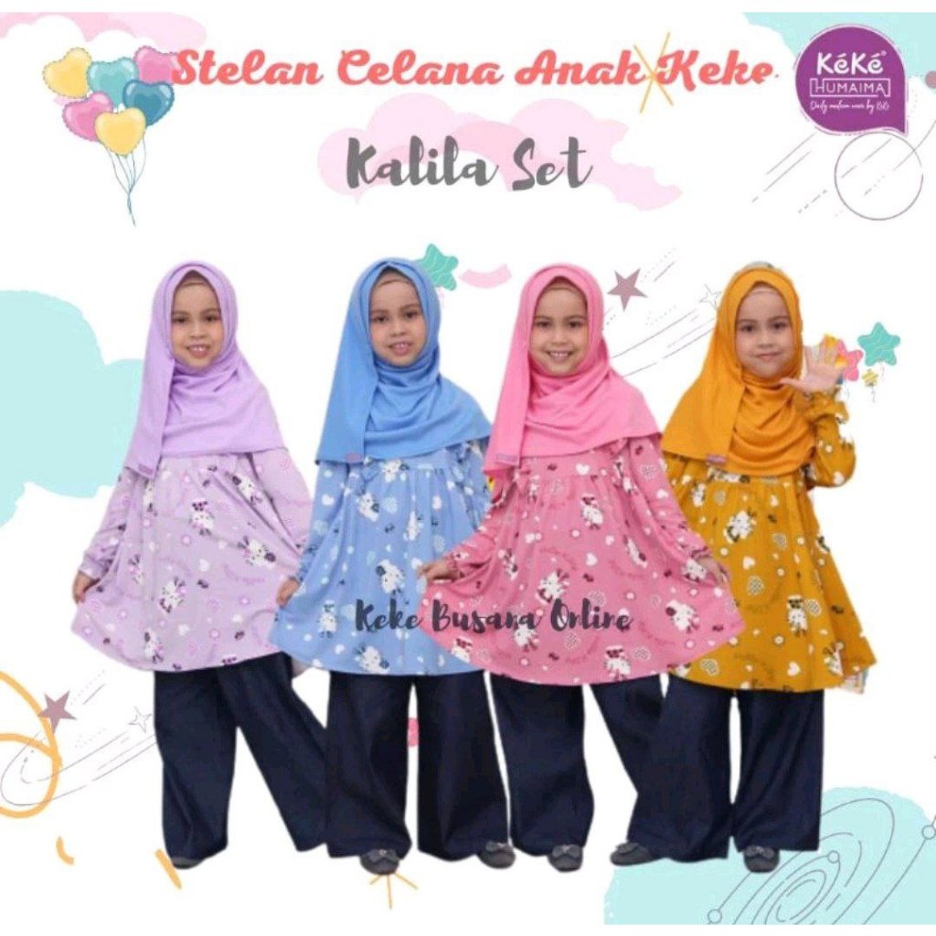 Baju Muslim Anak Perempuan, Setelan Baju Perempuan, Keke Collection, Kalila Series