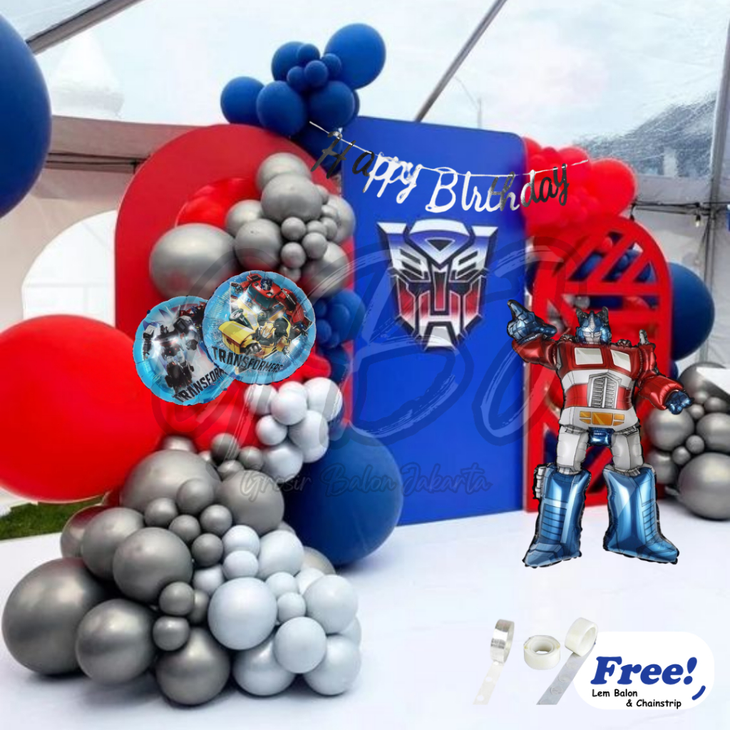 Promo [Paket Premium] Garland Transformer Complete Set / Dekorasi Ultah Anak Laki-Laki Robot Optimus