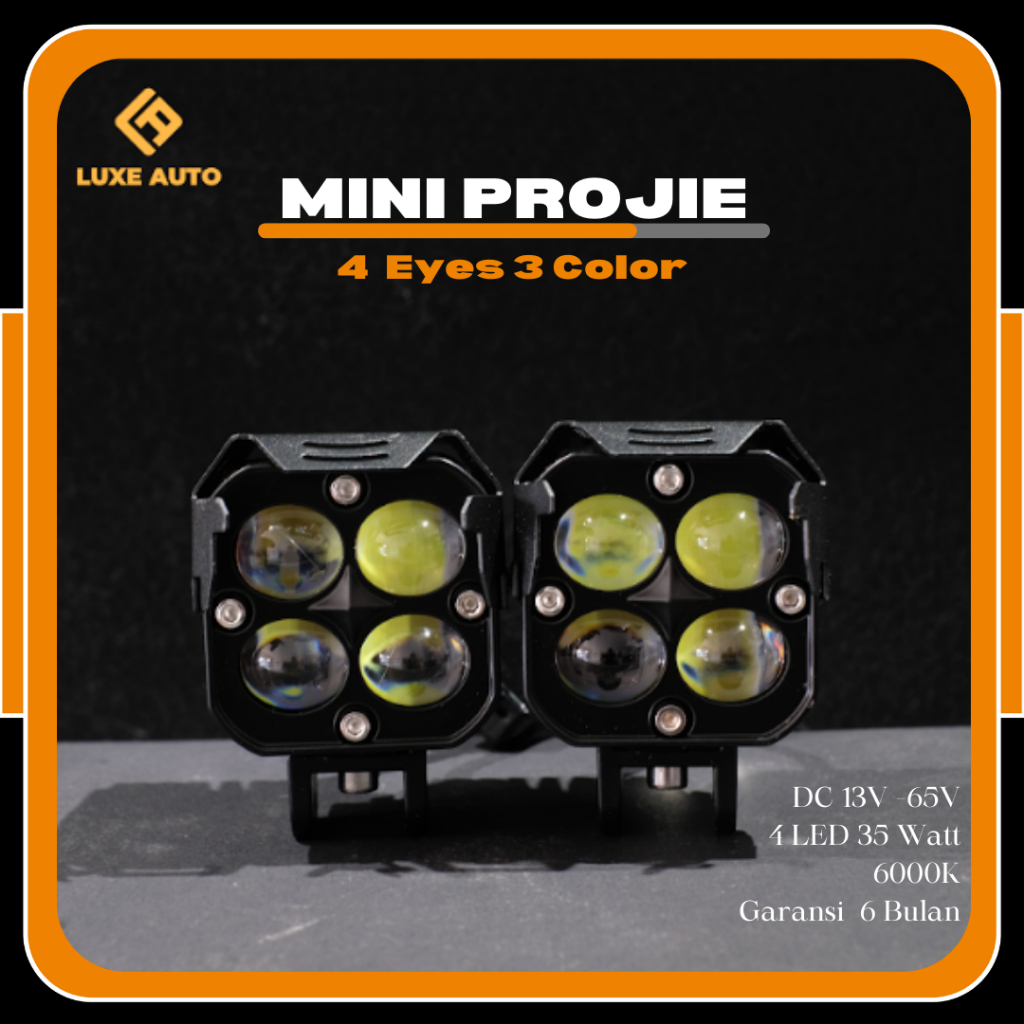 LA~ ORI&GARANSI Lampu Mini Projie 4 Mata Sepasang/ Lampu LED Mini Projie 4 Eyes/ Mini Projie Lampu L