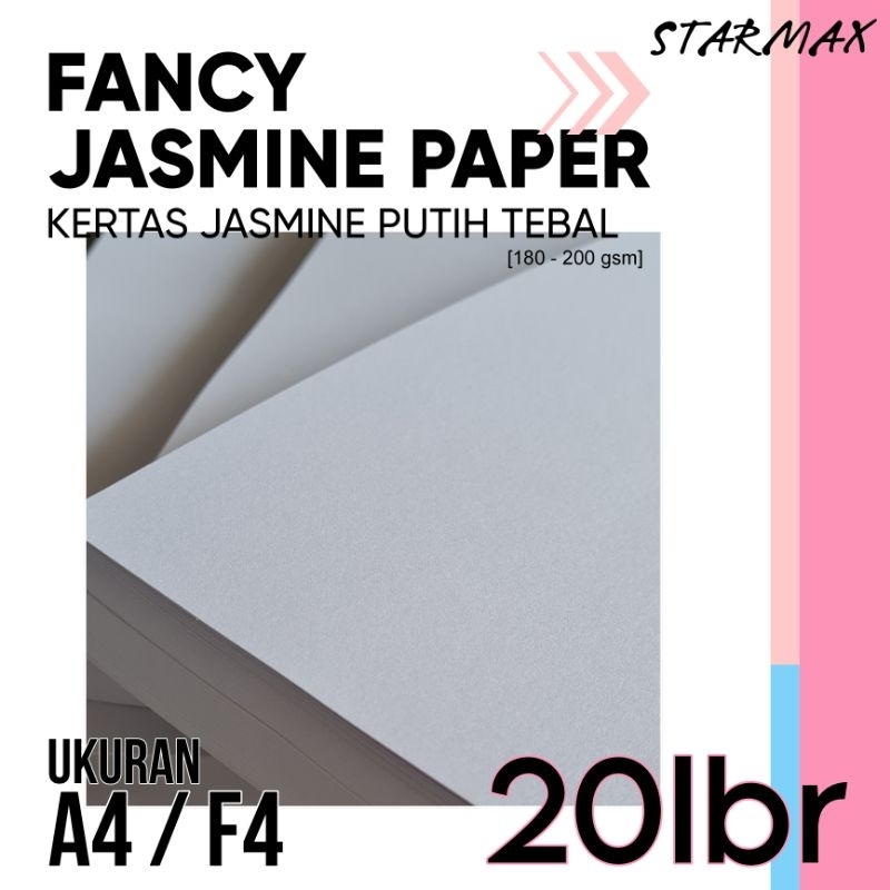 

20 LEMBAR | Kertas Fancy Jasmine Putih Tebal ukuran A4 / F4 | per pack isi 20 lembar