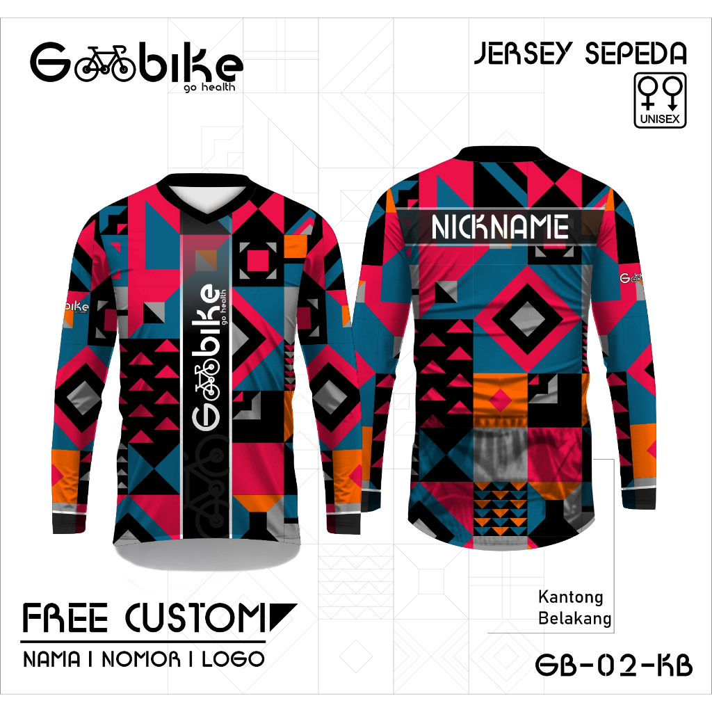Jersey kaos sepeda baju gowes go bike go health kantong belakang panjang