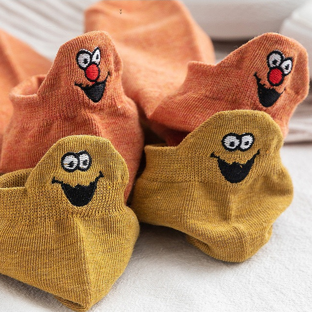 KK01 kaos kaki pendek korea wanita anak logo smile sneakers casual sekolah olahraga ankle polos