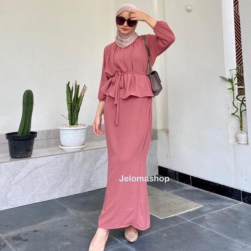Dania Set Dres Muslim Premium Warna Dusty Pink Jumbo Original Branded 2024