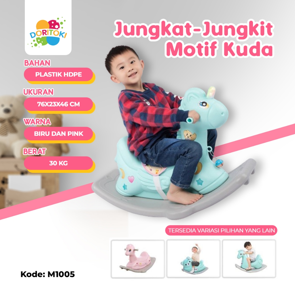 Doritoki  SNI Ride On 3in1 Mainan Anak Kuda Anak Kuda Kudaan Rocking Horse Mainan Anak Jungkat Jungk